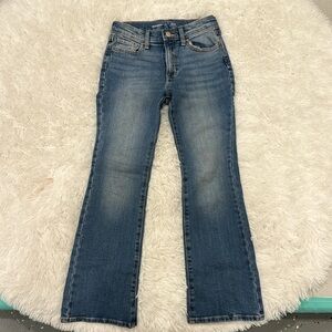 Girls high rise flare light wash jeans
